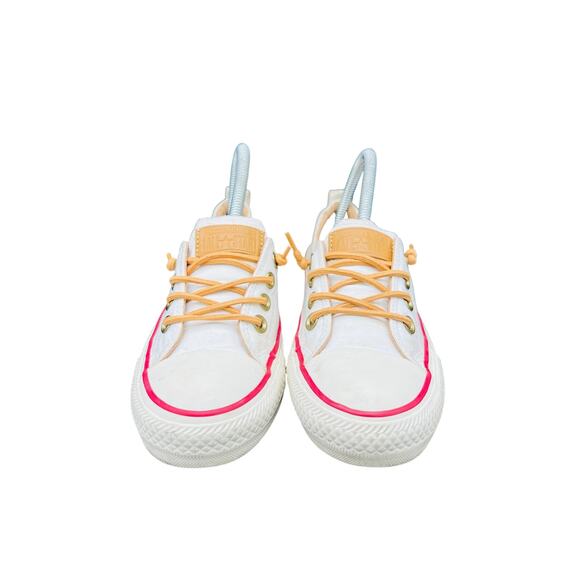 👟 Converse 6 White Pink Trim Slip Canvas Low Top Sneakers Nautical Summer - Picture 4 of 7